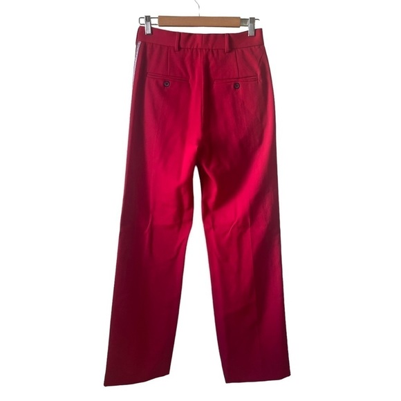 ADAPTATION Red Wool Metallic Side Striped Tailored Trousers Pants Size 24 NWOT - Picture 4 of 16